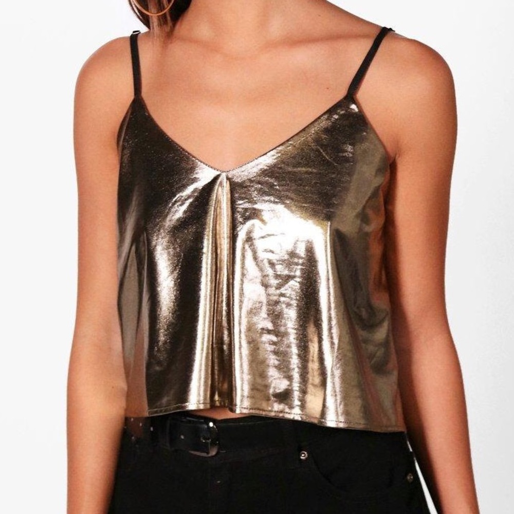 Boohoo Gold Cropped Cami